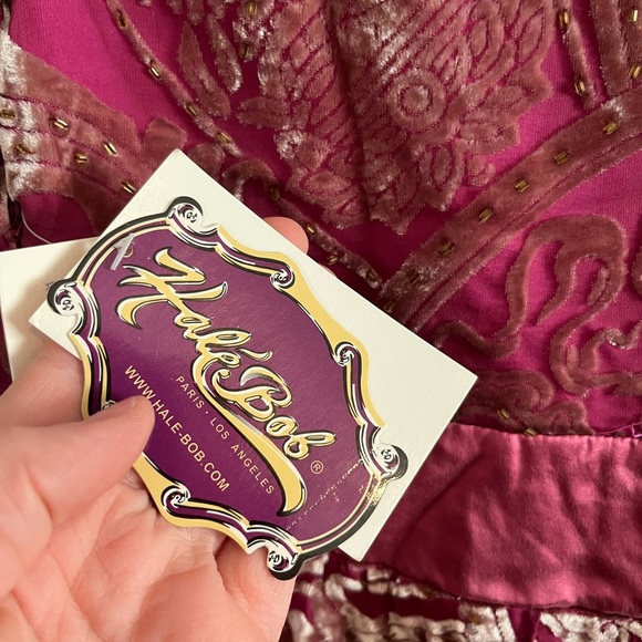 NWT Hale Bob pink dress with velvet and beaded details size small - Picture 16 of 16